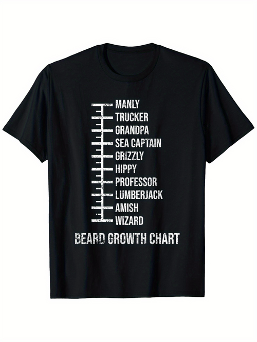 Men's Graphic T-Shirt Beard Growth Chart With Bold White Horizontal Text Lines T Shirt