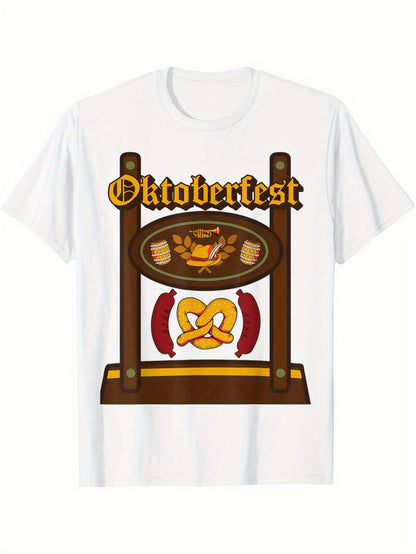Men's Graphic T-Shirt Oktoberfest Festive Pretzel Sausages Beer With German Icon