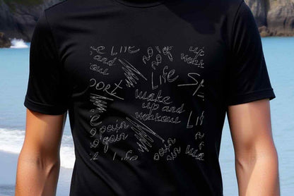 Men's Graphic T-Shirt Inspirational Words In Playful Chalk Handwriting Over Black T Shirt