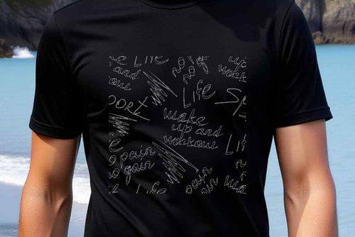Men's Graphic T-Shirt Inspirational Words In Playful Chalk Handwriting Over Black T Shirt