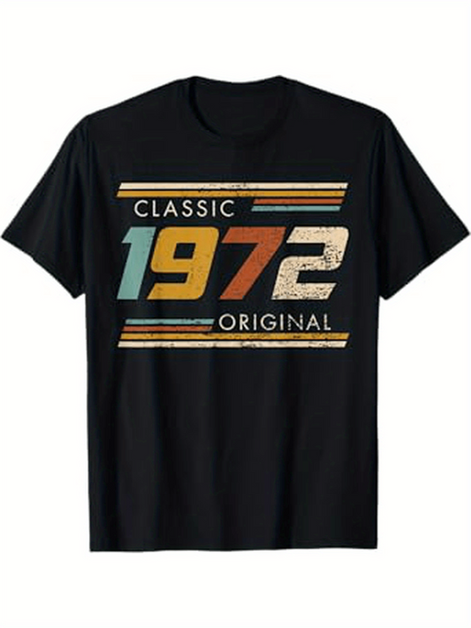 Men's Graphic T-Shirt Classic Original Vintage Stripe Design With Bold Color Block Numbers T Shirt