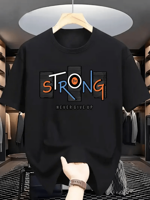 Men's Graphic T-Shirt Strong Bold Letters With Contrasting Colors Graphic Strong