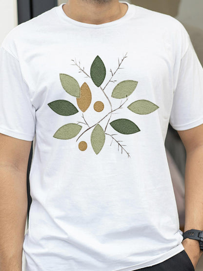 Men's Graphic T-Shirt Minimal Line Art With Leaves And Abstract Modern Botanical Plant