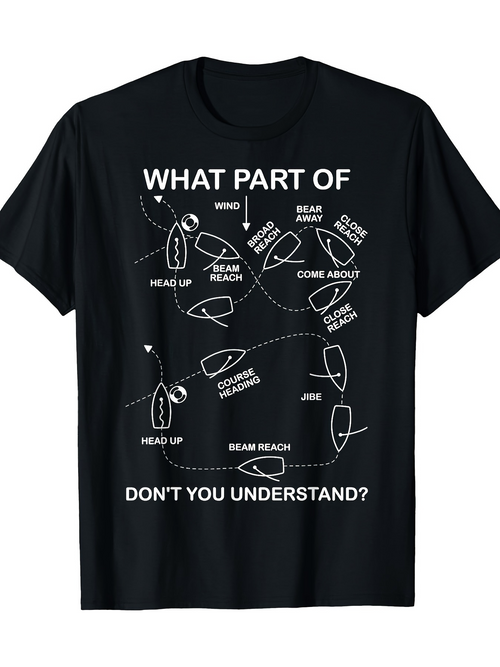 Men's Graphic T-Shirt Sailing Instructions Diagram With Various Labeled Nautical Routes And Sailboats