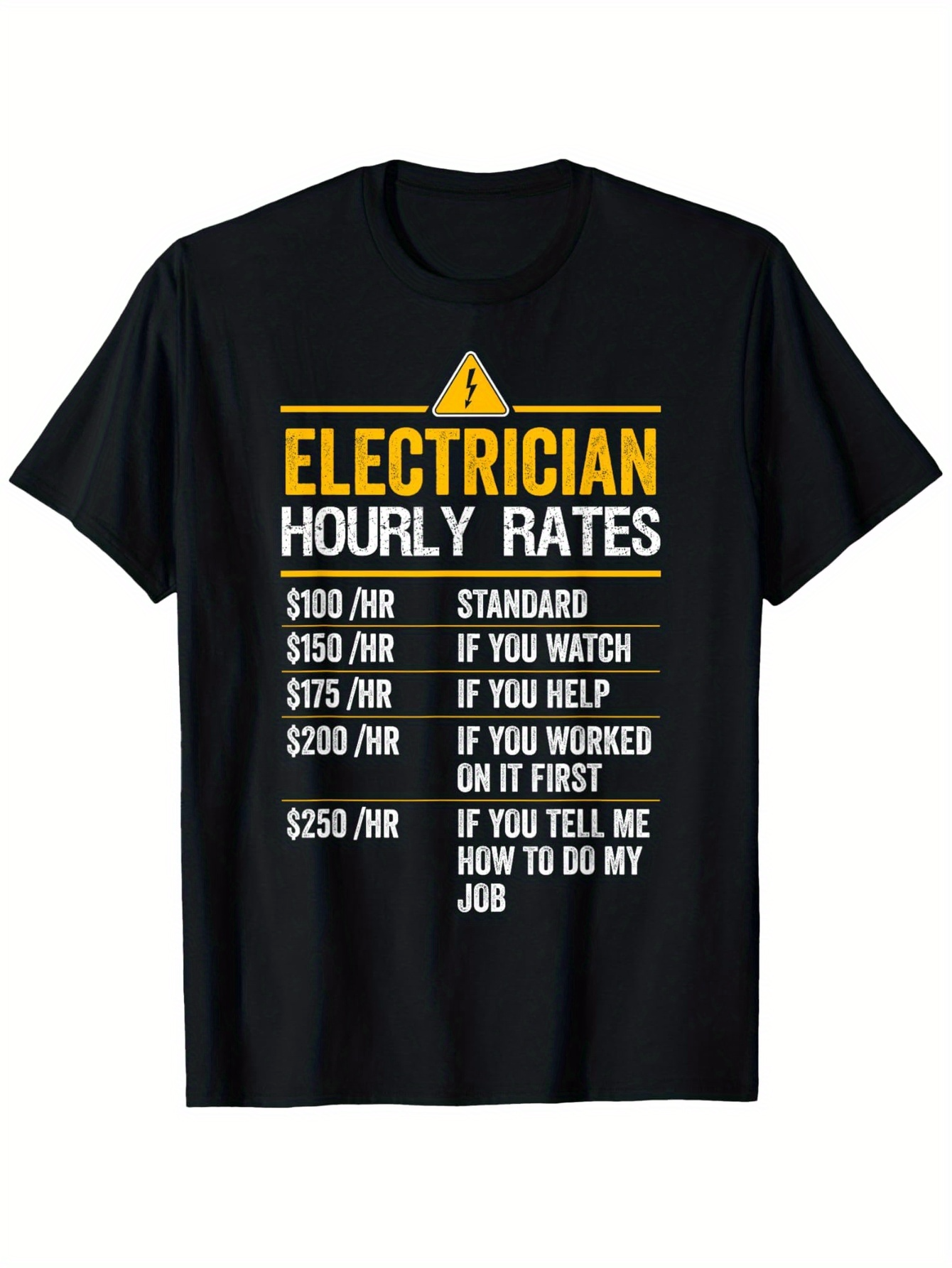 Men's Graphic T-Shirt Electrician Hourly Rates Inspired Graphic Print T Shirt
