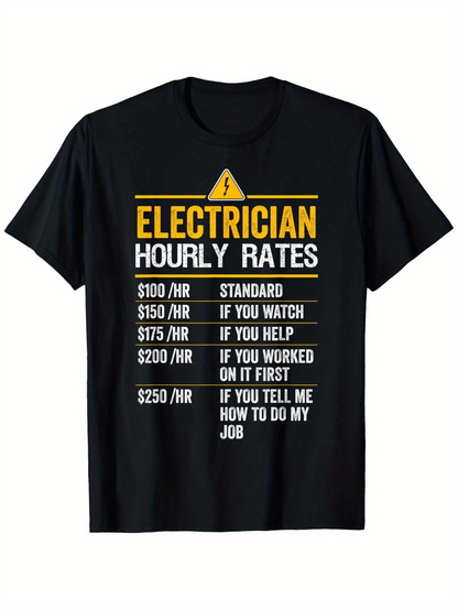 Men's Graphic T-Shirt Electrician Hourly Rates Inspired Graphic Print T Shirt