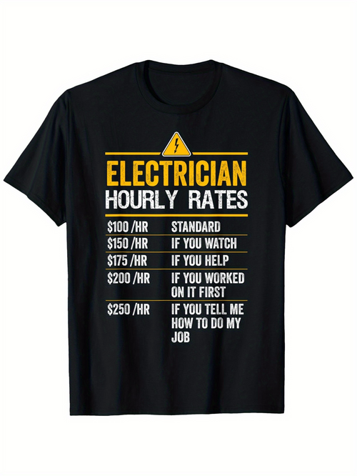 Men's Graphic T-Shirt Electrician Hourly Rates Inspired Graphic Print T Shirt
