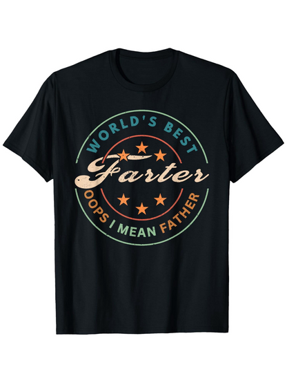 Men's Graphic T-Shirt Worlds Best Oops I Mean Father Retro Vintage Stars Circle Father
