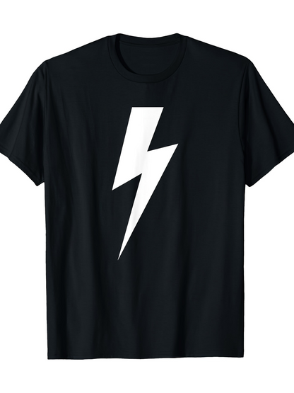 Men's Graphic T-Shirt Bold White Lightning Bolt Against Plain Black Background Lightning Bolt