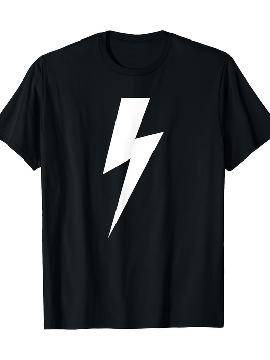 Men's Graphic T-Shirt Bold White Lightning Bolt Against Plain Black Background Lightning Bolt