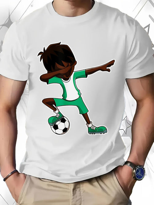 Men's Graphic T-Shirt Energetic Soccer Player Striking A Dab Pose With Ball Youth