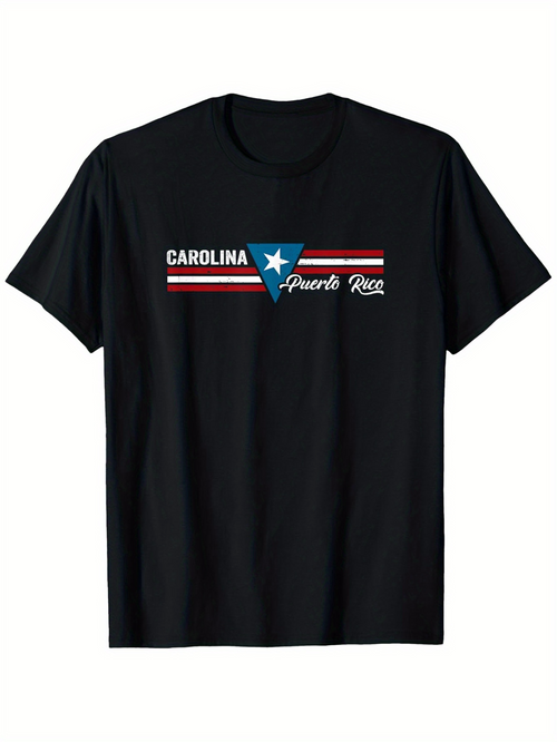 Men's Graphic T-Shirt Carolina Puerto Rico Blue Star With Red Stripes Graphic