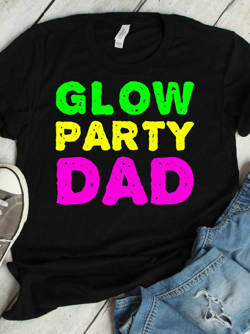 Women's Graphic T-Shirt Glow Party Neon Colors With Bold Lettering Dad