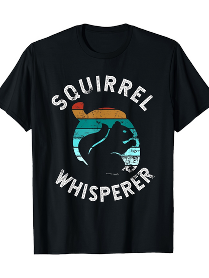 Men's Graphic T-Shirt Squirrel Whisperer Vintage Sunset With Forest And Silhouette Squirrel