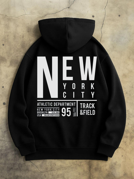 Men's Graphic Hoodie New York City Track Field Athletic Department Black Hoodie
