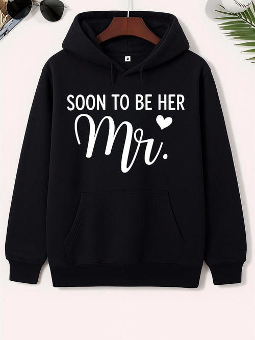 Women's Graphic Hoodie Soon To Be Her Mr With Simple White Heart Print Hoodie
