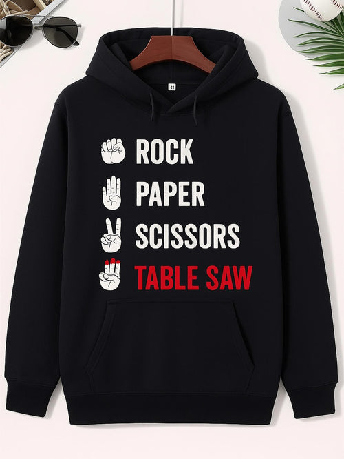 Men's Graphic Hoodie Rock Paper Scissors Showing Playful Hand Signs Hoodie