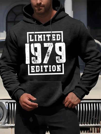 Men's Graphic Hoodie Limited 1979 Edition Retro Distressed Typography Print Hoodie