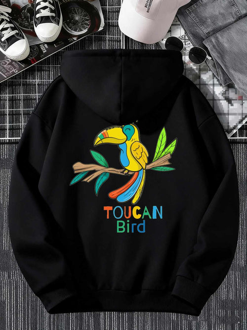 Women's Graphic Hoodie Toucan Bird Sitting On Tree Branch With Bright Colorful Leaves Toucan