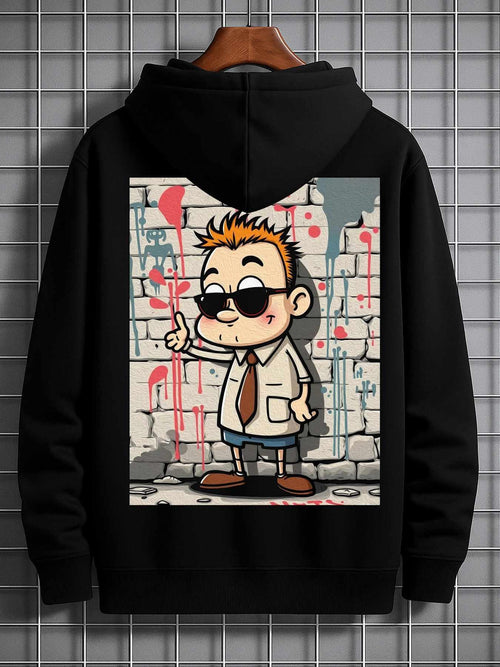 Men's Graphic Hoodie Graffiti Wall With Playful Character In Cartoon Style Hoodie