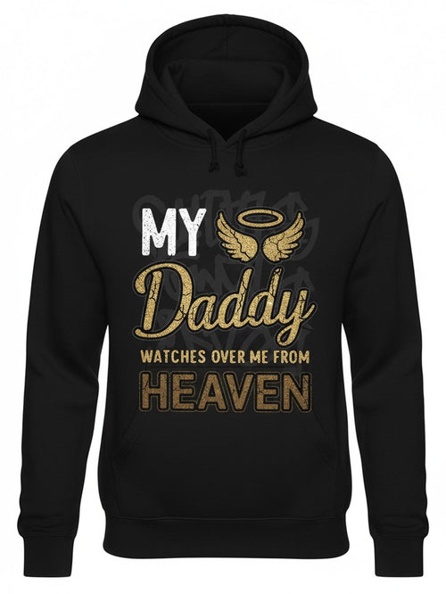 Men's Graphic Hoodie My Daddy Watches Over Me From Heaven Golden Halo Wings Hoodie