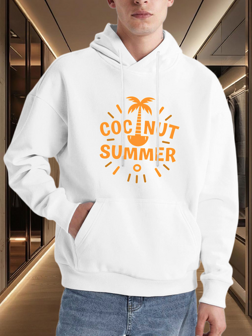 Men's Graphic Hoodie Coconut Summer Palm Tree With Sun Rays Under Bright Daylight