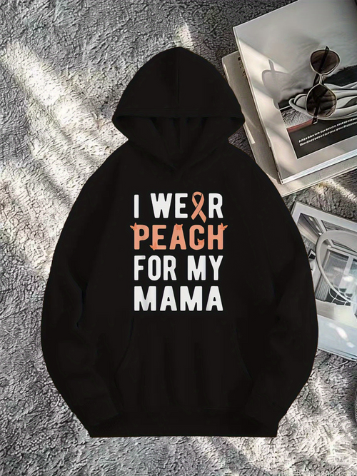 Men's Graphic Hoodie I Wear Peach Ribbon For My Mama