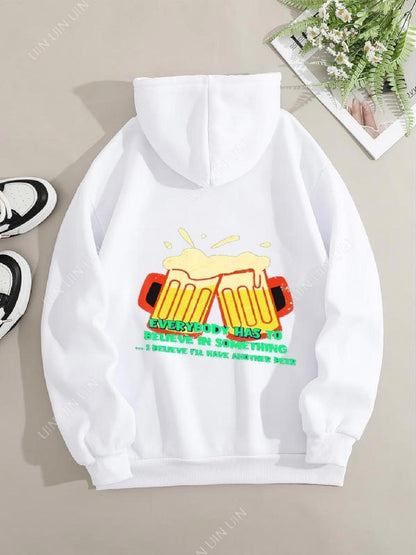 Women's Graphic Hoodie Cheerful Friends Toasting Colorful Mugs With Sparkling Bubbles And Foamy Beer Glasses