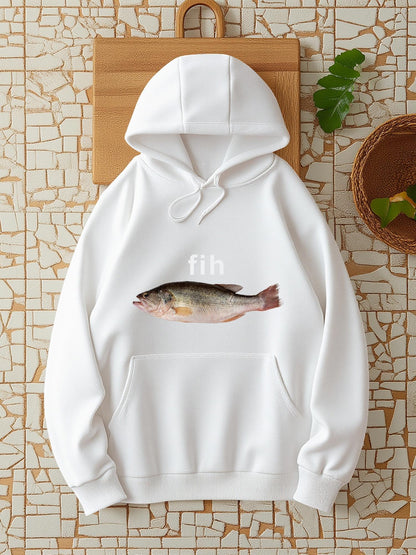 Women's Graphic Hoodie Fish Illustration With Smooth Scales Shading Under Soft Natural Light Fish
