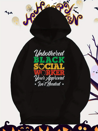 Men's Graphic Hoodie Unbothered Your Approval Isnt Needed Retro Colored Social Worker Hoodie