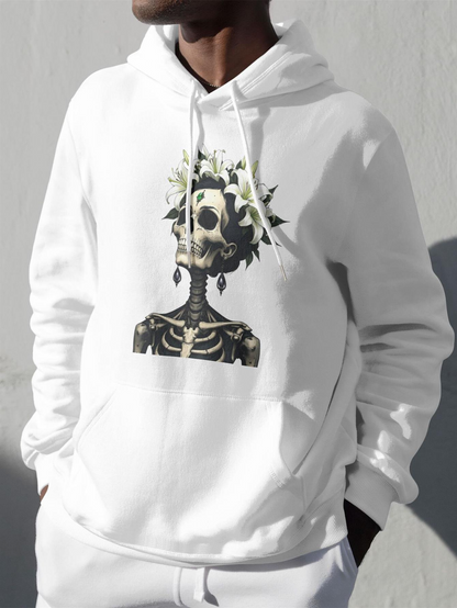 Men's Graphic Hoodie Ethereal Skeleton With Floral Crown Bathed In Sunlight Skeleton
