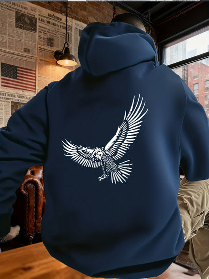 Men's Graphic Hoodie Bold Graphic Wings Spread In Flight Over Majestic Powerful Eagle