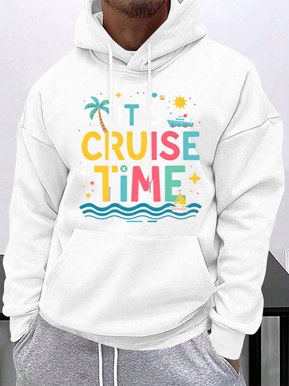 Men's Graphic Hoodie Cruise Time With Waves Palm Trees And Sunshine Adventure