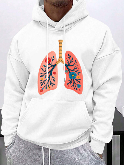 Men's Graphic Hoodie Colorful Branches With Plant Inspired Lungs Illustration