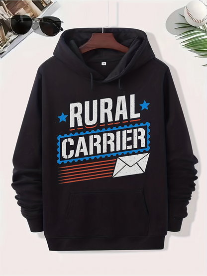 Men's Graphic Hoodie Rural Carrier With Blue Stars And Letter Envelope Graphic Hoodie