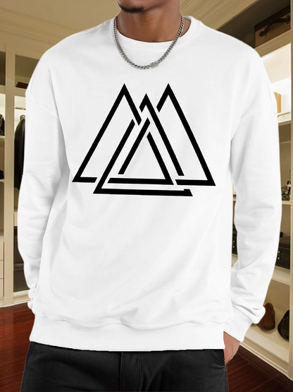 Men's Graphic Hoodie Modern Minimalist Overlapping Black Geometric Lines Mountain Symbol