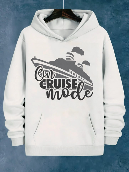 Women's Graphic Hoodie On Cruise Mode Steaming Ocean Adventure With Large Passing Ship
