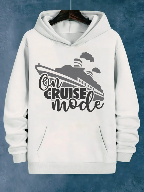 Women's Graphic Hoodie On Cruise Mode Steaming Ocean Adventure With Large Passing Ship