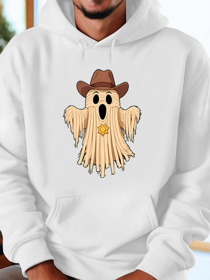 Men's Graphic Hoodie Cartoon Western Hat With Spooky Floating Desert Ghost