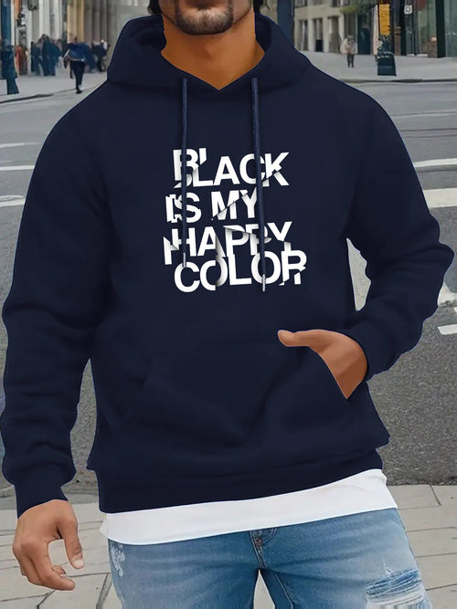 Men's Graphic Hoodie Black Is My Happy Color Urban Street Style Hoodie