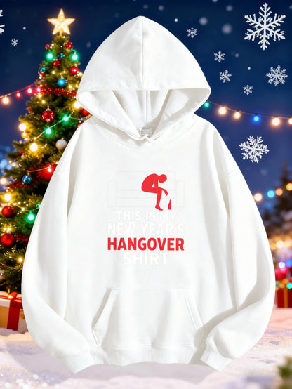 Women's Graphic Hoodie Hangover Red Silhouette Party Scene With Festive Holiday Vibes Hoodie