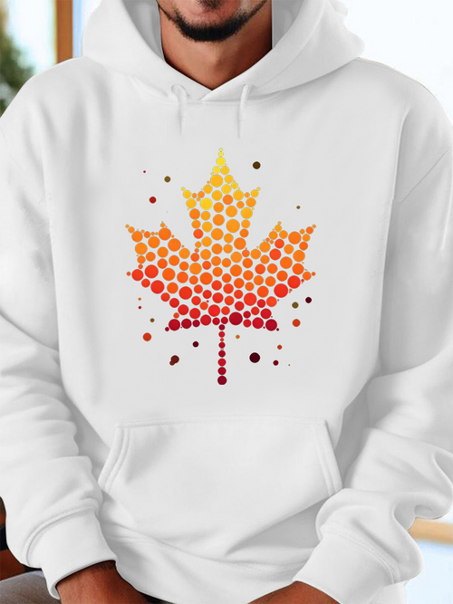 Men's Graphic Hoodie Autumn Colors With Geometric Circles In Falling Leaves Maple Leaf