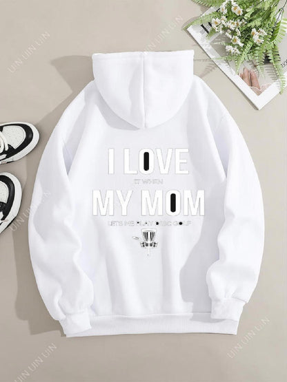 Women's Graphic Hoodie I Love My Mom Playful Minimal Shapes Hoodie
