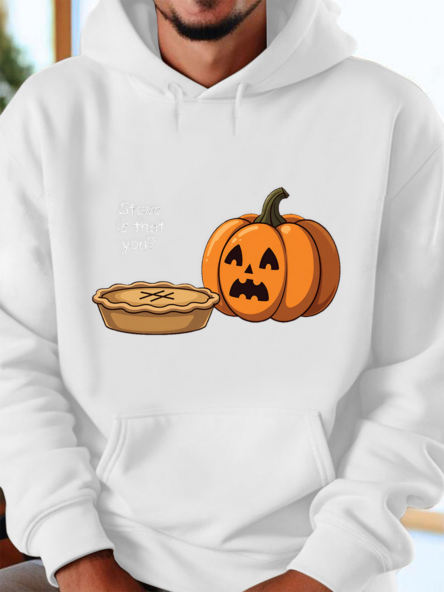 Men's Graphic Hoodie Playful Autumn Treats With Sweet Pumpkin Pie Beside Carved Jack O Lantern Pumpkin