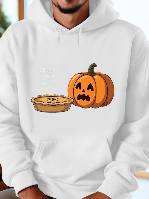 Men's Graphic Hoodie Playful Autumn Treats With Sweet Pumpkin Pie Beside Carved Jack O Lantern Pumpkin