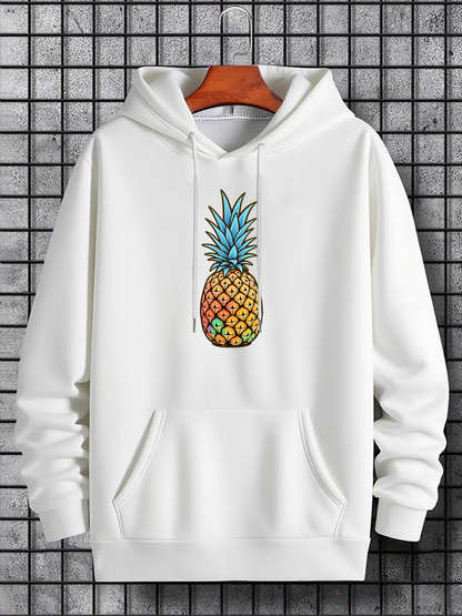 Men's Graphic Hoodie Hand Drawn Tropical Summer Fruit Pineapple Illustration Hoodie