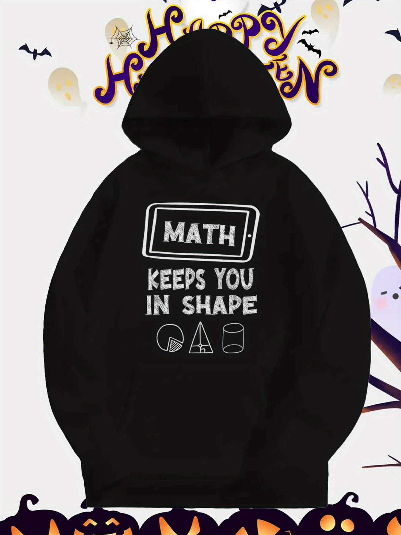 Men's Graphic Hoodie Math Keeps You In Shape With Geometric Figures Lined Shapes Chart Hoodie