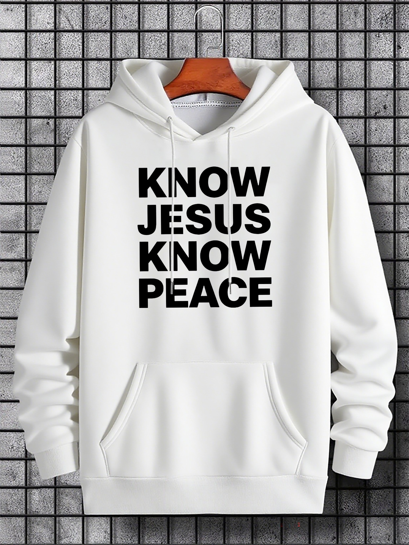 Men's Graphic Hoodie Know Jesus Know Peace Bold Block Letter Hoodie