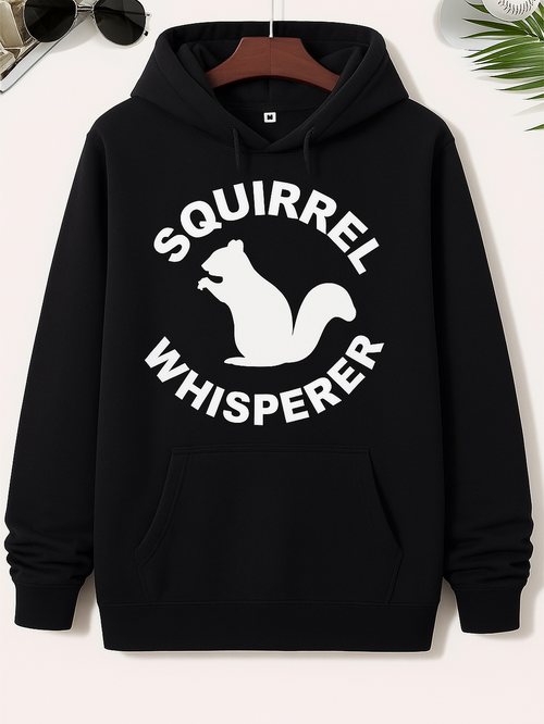 Men's Graphic Hoodie Squirrel Whisperer Surrounded By Bold White Text And Graphic Squirrel