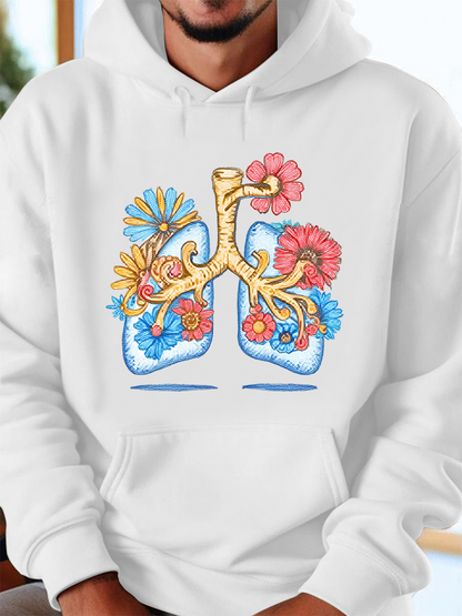 Men's Graphic Hoodie Blooming Lungs With Colorful Flowers And Delicate Botanical Elements Lungs